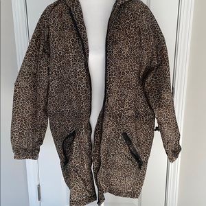 Leopard Print Rain Jacket with Hood & Pockets